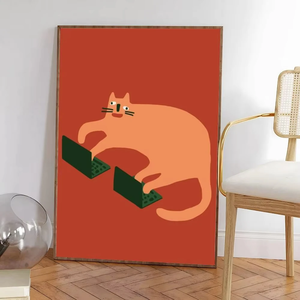 Plakat na płótnie z uroczym kotem do kawiarni i pokoju Jasny