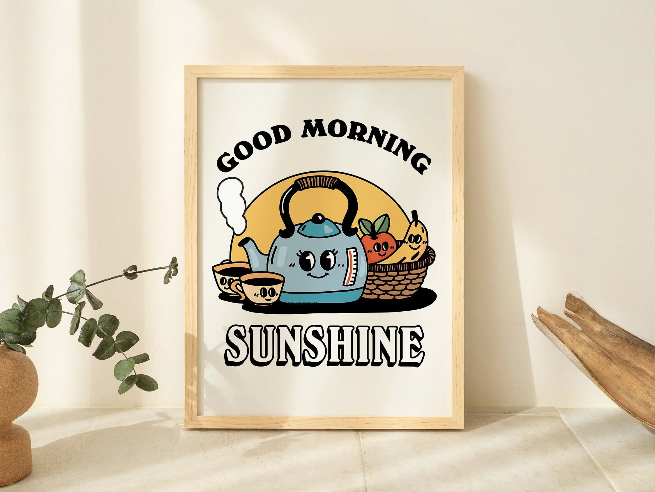 Plakat retro kot pijący espresso do kuchni i kawiarni Fioletowy/фиолетовый