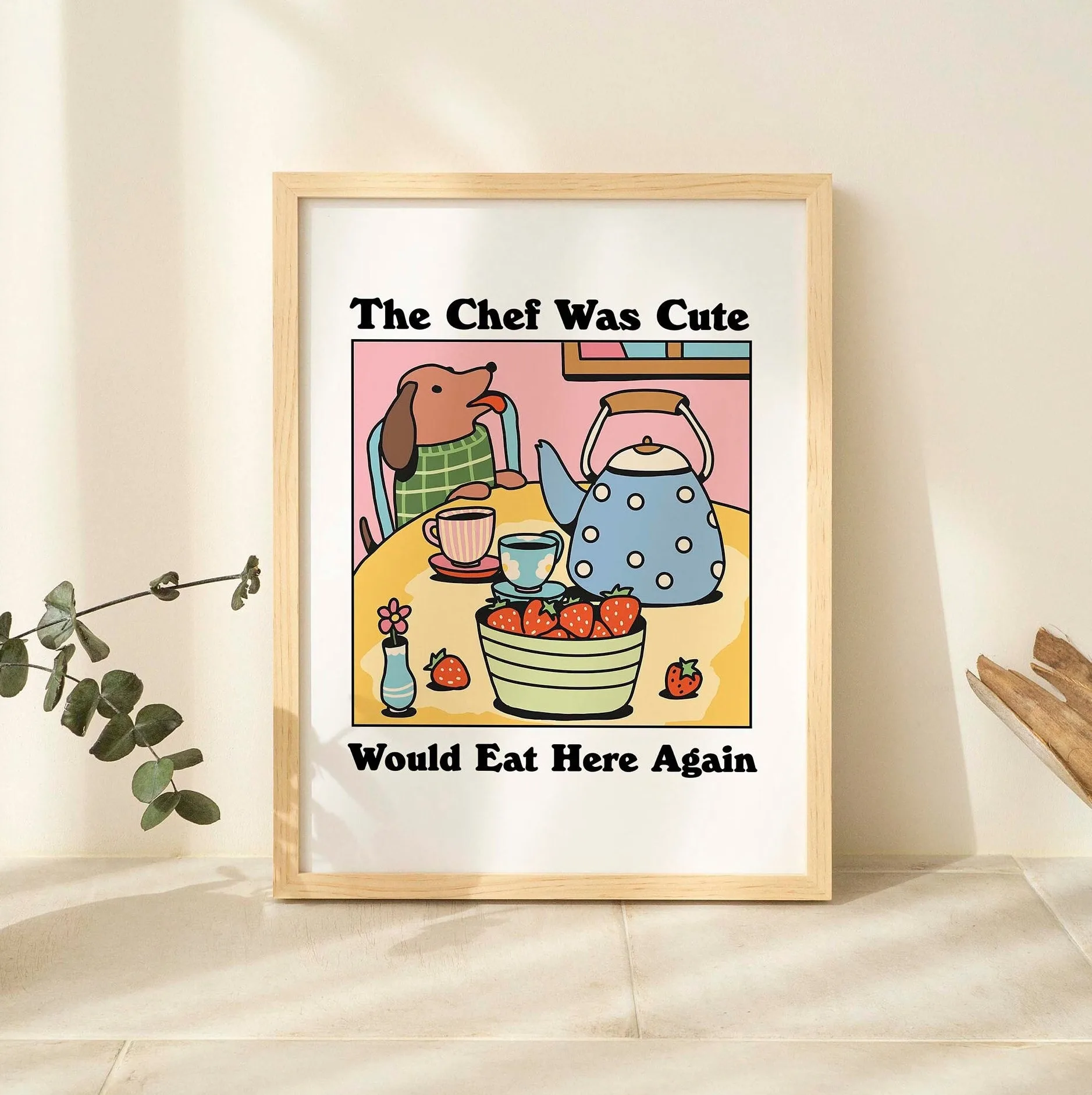 Plakat retro kot pijący espresso do kuchni i kawiarni Granatowy
