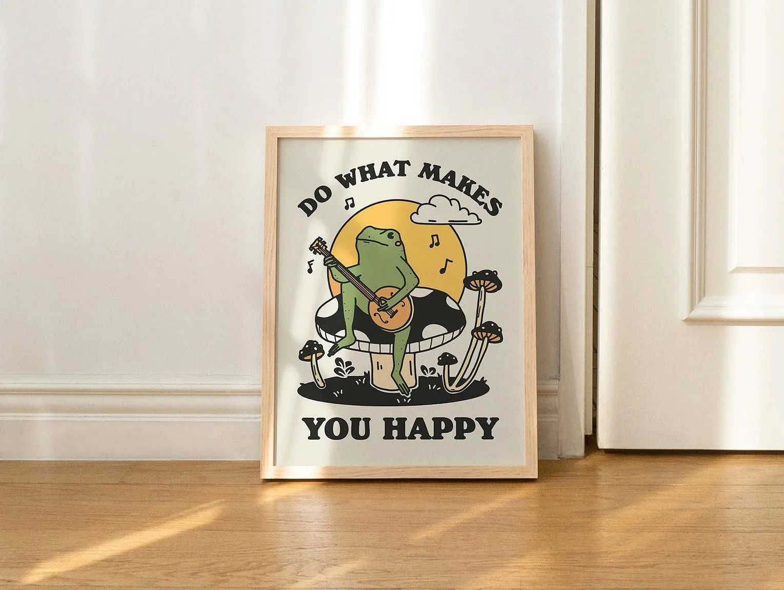 Plakat retro kot pijący espresso do kuchni i kawiarni Pomarańczowy