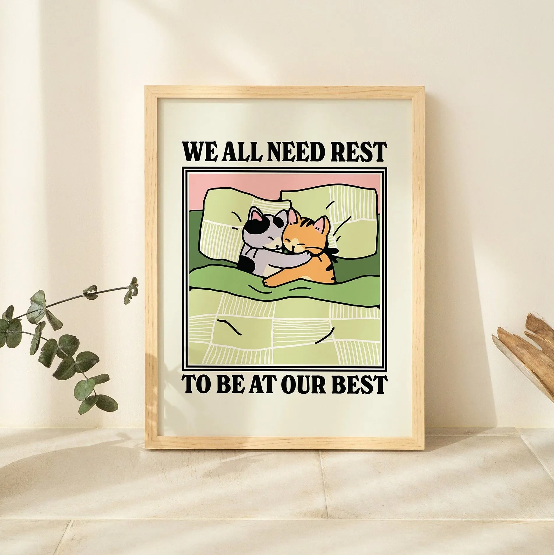 Plakat retro kot pijący espresso do kuchni i kawiarni Wielo