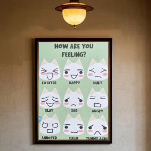 Plakat retro z uroczym kotem Toro vintage do salonu Srebrny