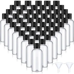 Plastikowe butelki podróżne na kosmetyki z klapką 10–100 ml zestaw Czarny