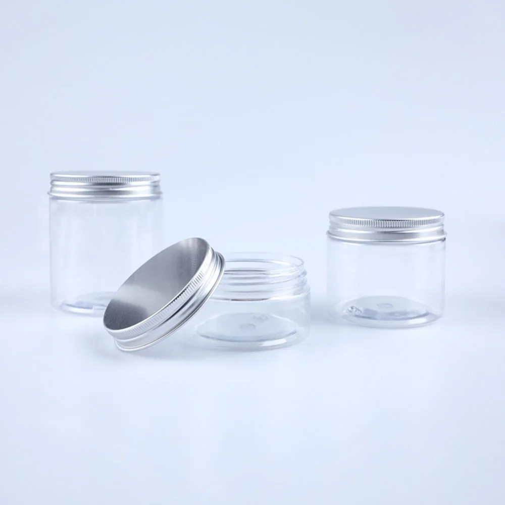 Plastikowe słoiki na krem z aluminiową pokrywką — zestaw 20 sztuk Khaki