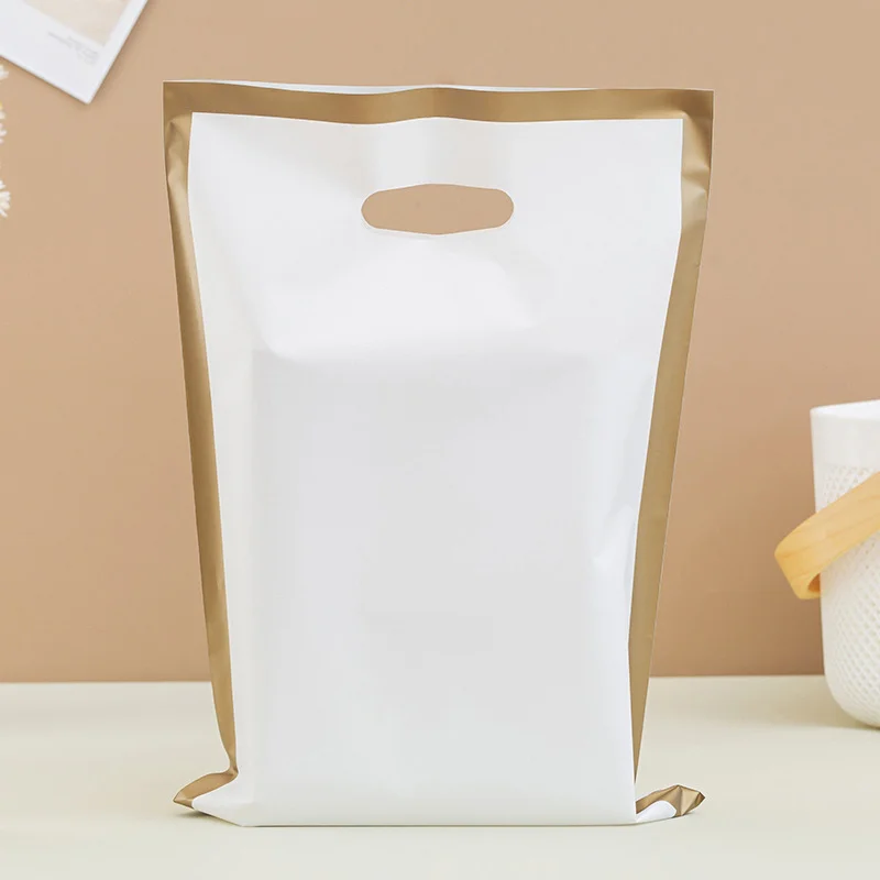 Plastikowe torby prezentowe z uchwytami z nadrukiem logo 50 szt. Biały