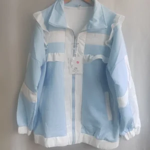 Płaszcz damski Lolita z falbanami i patchworkiem – oversized Y2K styl Beżowy