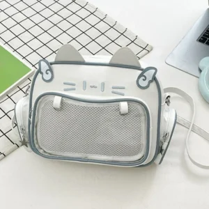 Plecak Ita Bag z kotem – przezroczysta torebka Y2K kawaii B