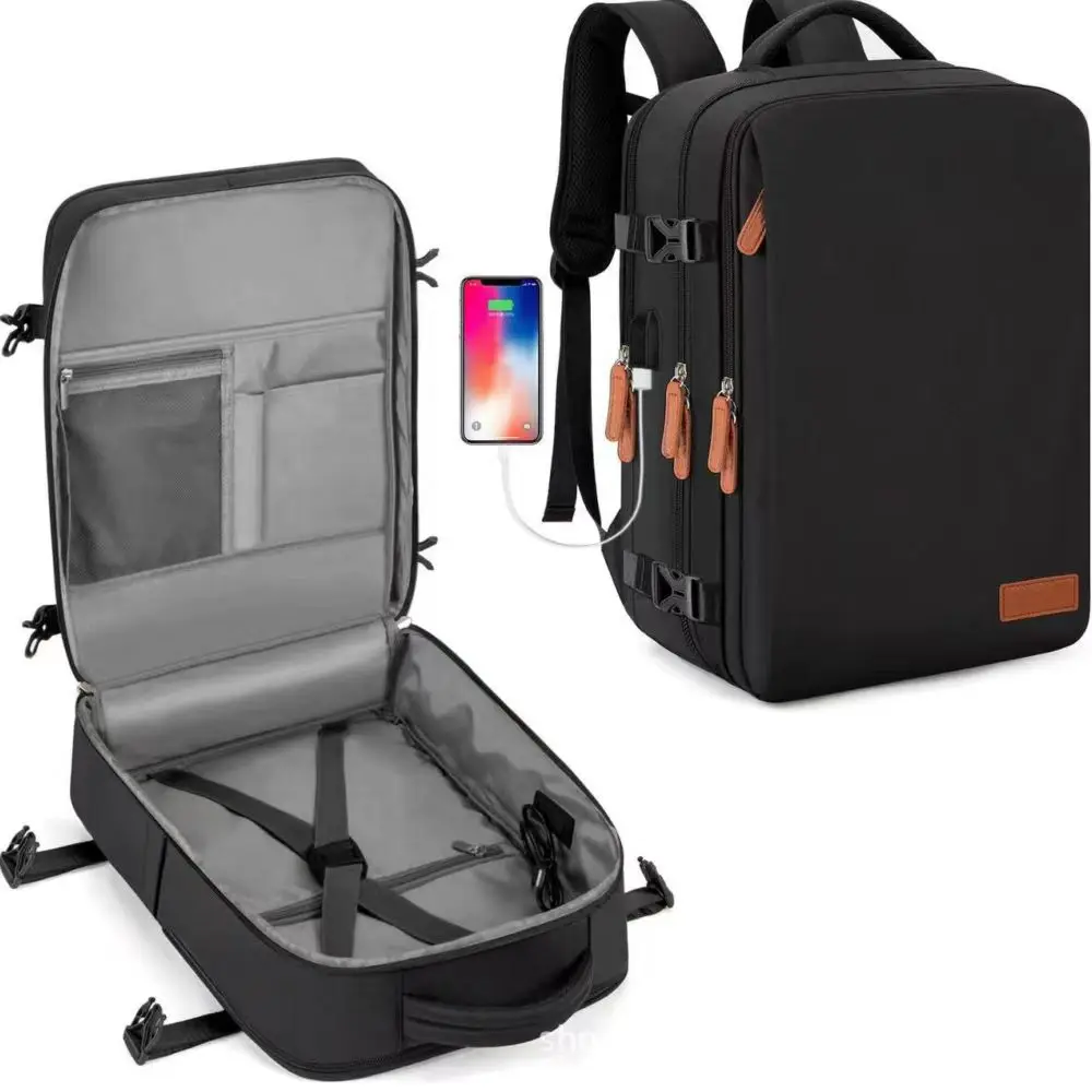 Plecak podróżny kabinowy 40x20x30 z portem USB Czarny