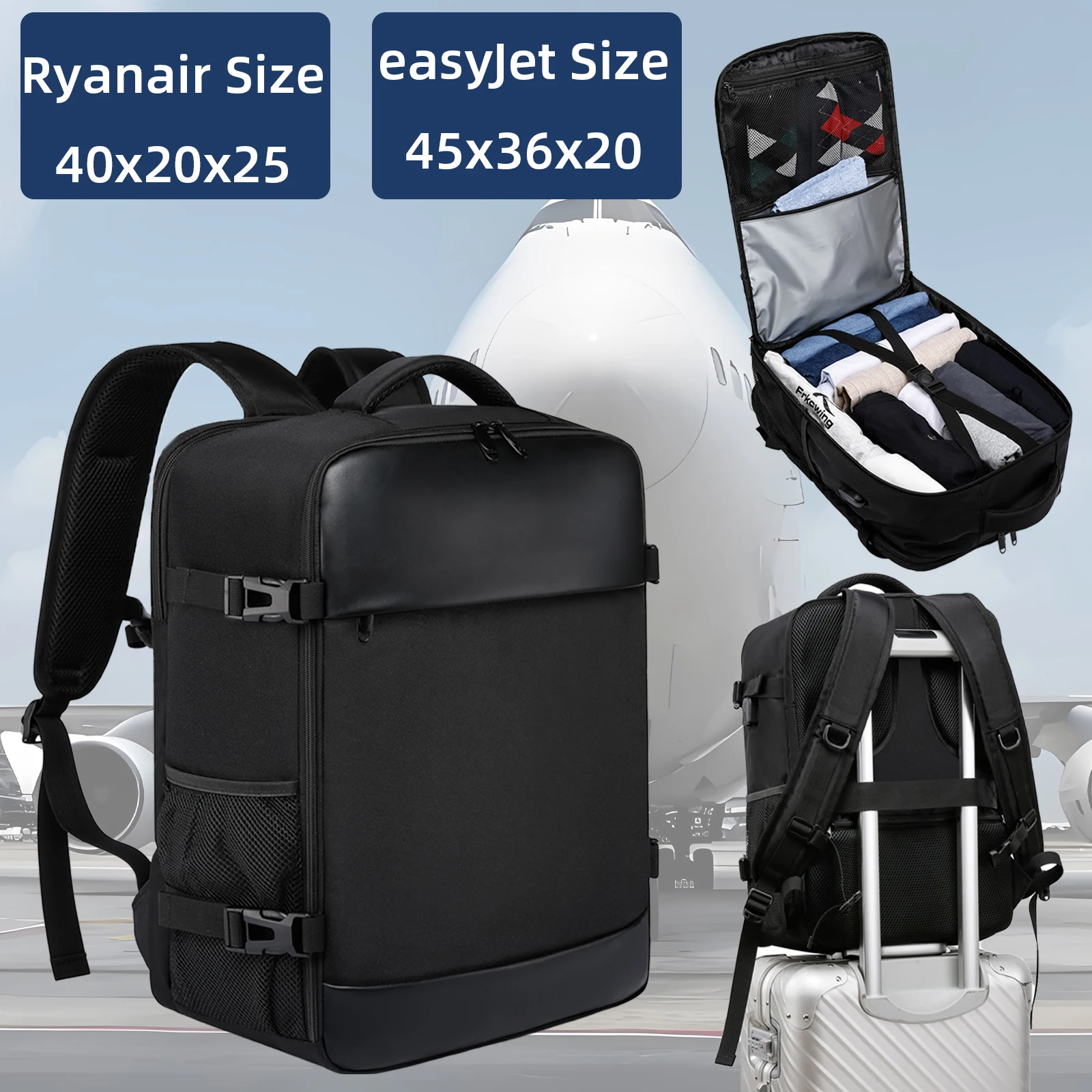 Plecak kabinowy do samolotu Ryanair EasyJet 40x20x25 Grayish