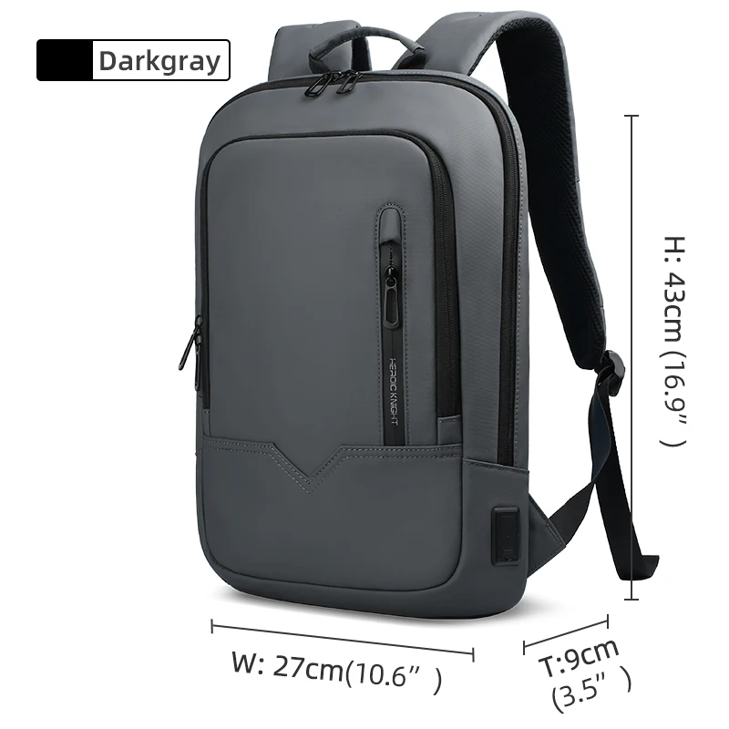 Plecak męski biznesowy z USB na laptopa 14-17 cali Szary