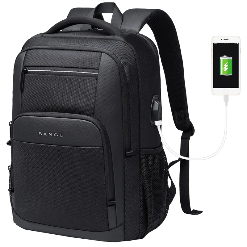Plecak podróżny BANGE z portem USB na laptopa 15,6" Czarny