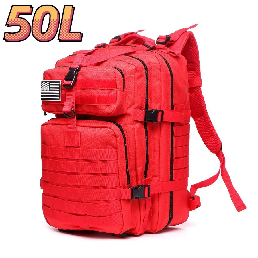 Plecak taktyczny wodoodporny 30L/50L z systemem MOLLE Czerwony (50l)