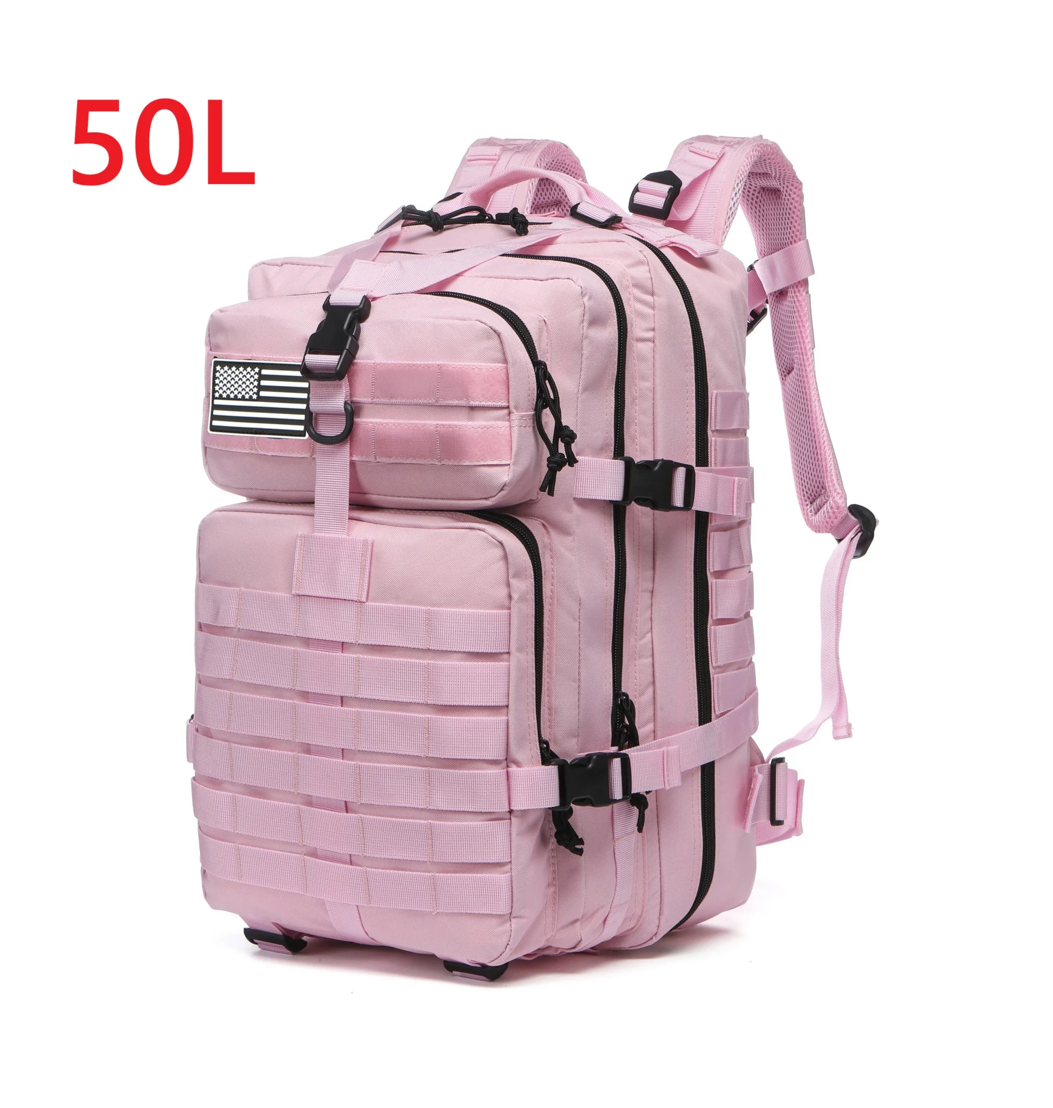 Plecak taktyczny wodoodporny 30L/50L z systemem MOLLE Jasnoróżowy (50l)