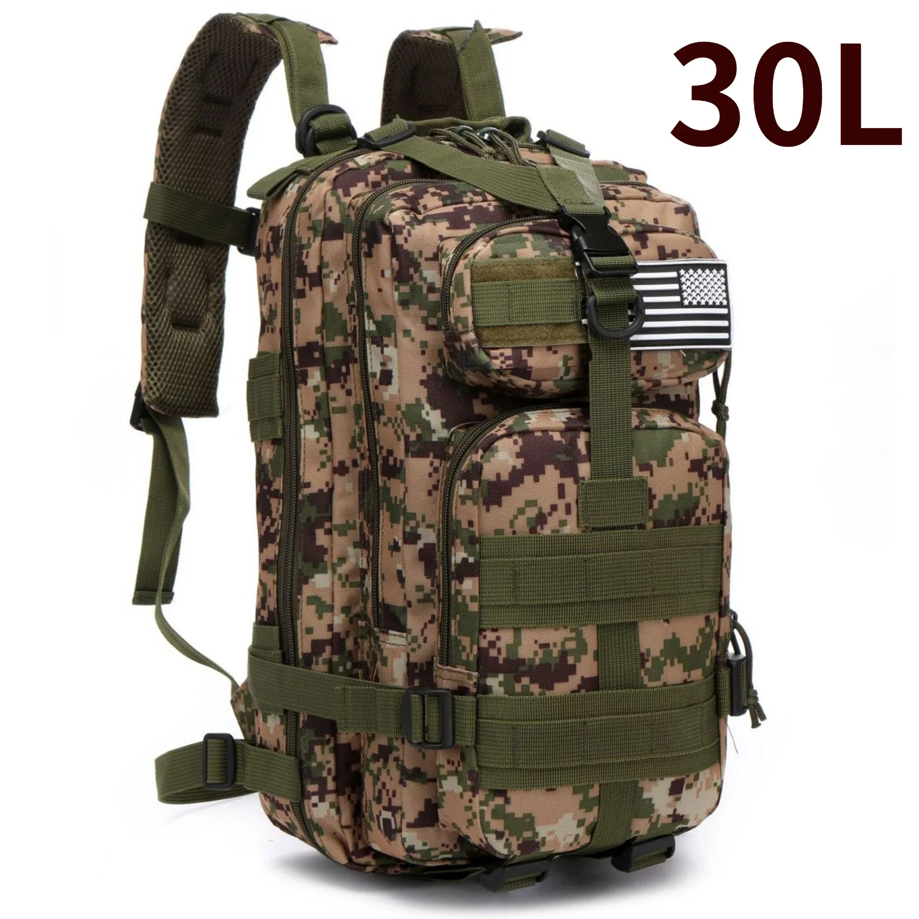Plecak taktyczny wodoodporny 30L/50L z systemem MOLLE Kamuflaż w kolorze zielonym (30l)