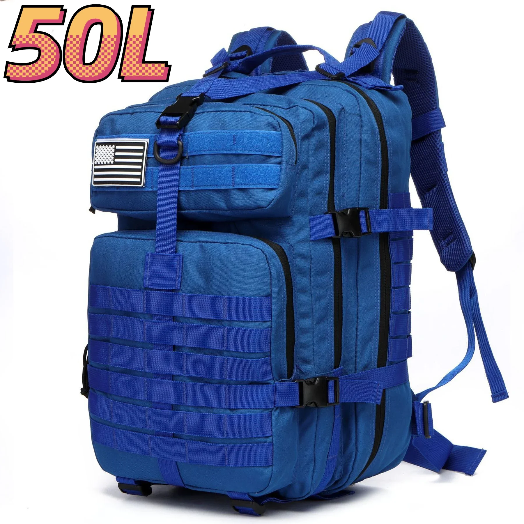 Plecak taktyczny wodoodporny 30L/50L z systemem MOLLE Niebieski (50l)