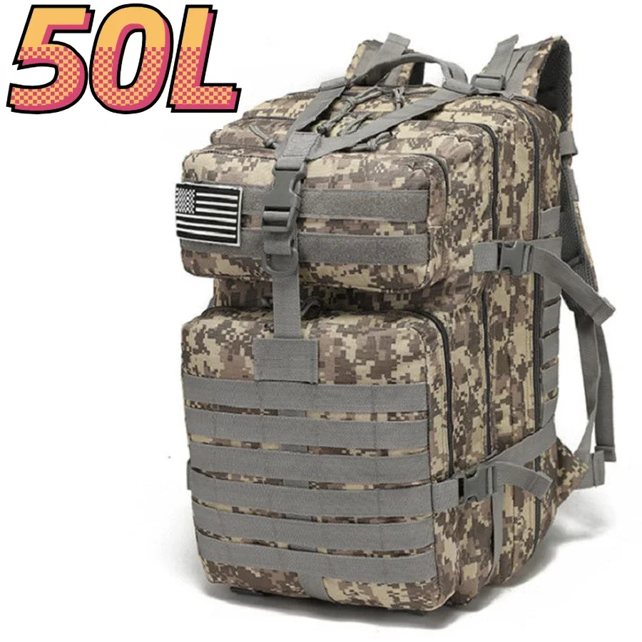 Plecak taktyczny wodoodporny 30L/50L z systemem MOLLE Szary acu (50l)