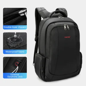 Plecak Tigernu na laptopa 15,6 i 17,3 cala z USB Czarny