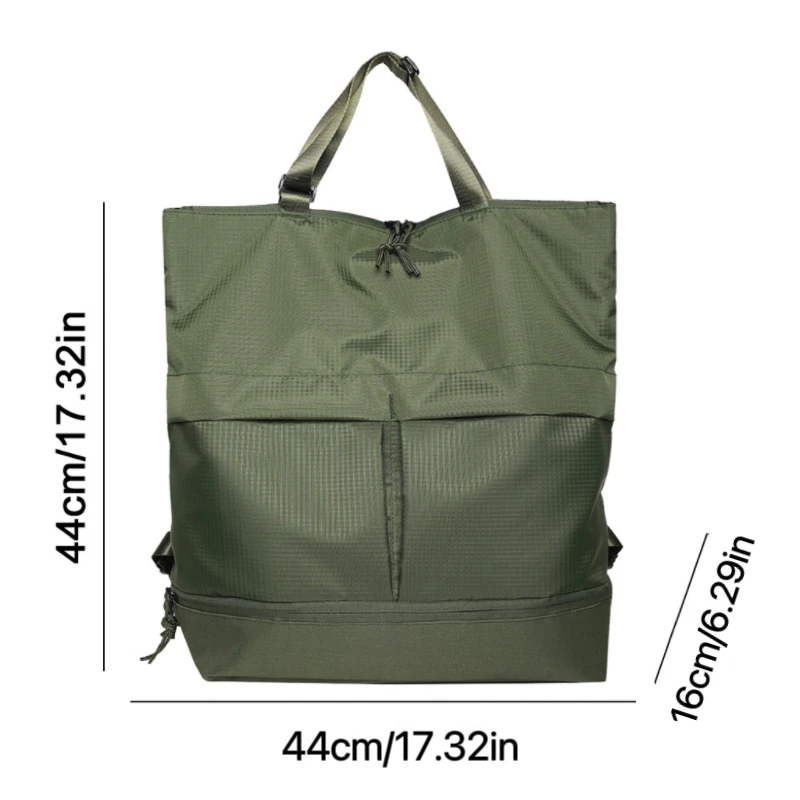 Pojemny plecak unisex Y2K z wodoodpornego nylonu Khaki