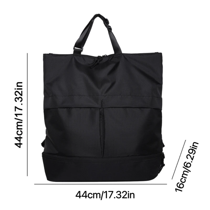 Pojemny plecak unisex Y2K z wodoodpornego nylonu Czarny