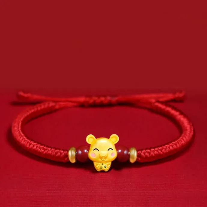 Pleciona bransoletka znak zodiaku – czerwona lina, na szczęście Czerwonobrązowy