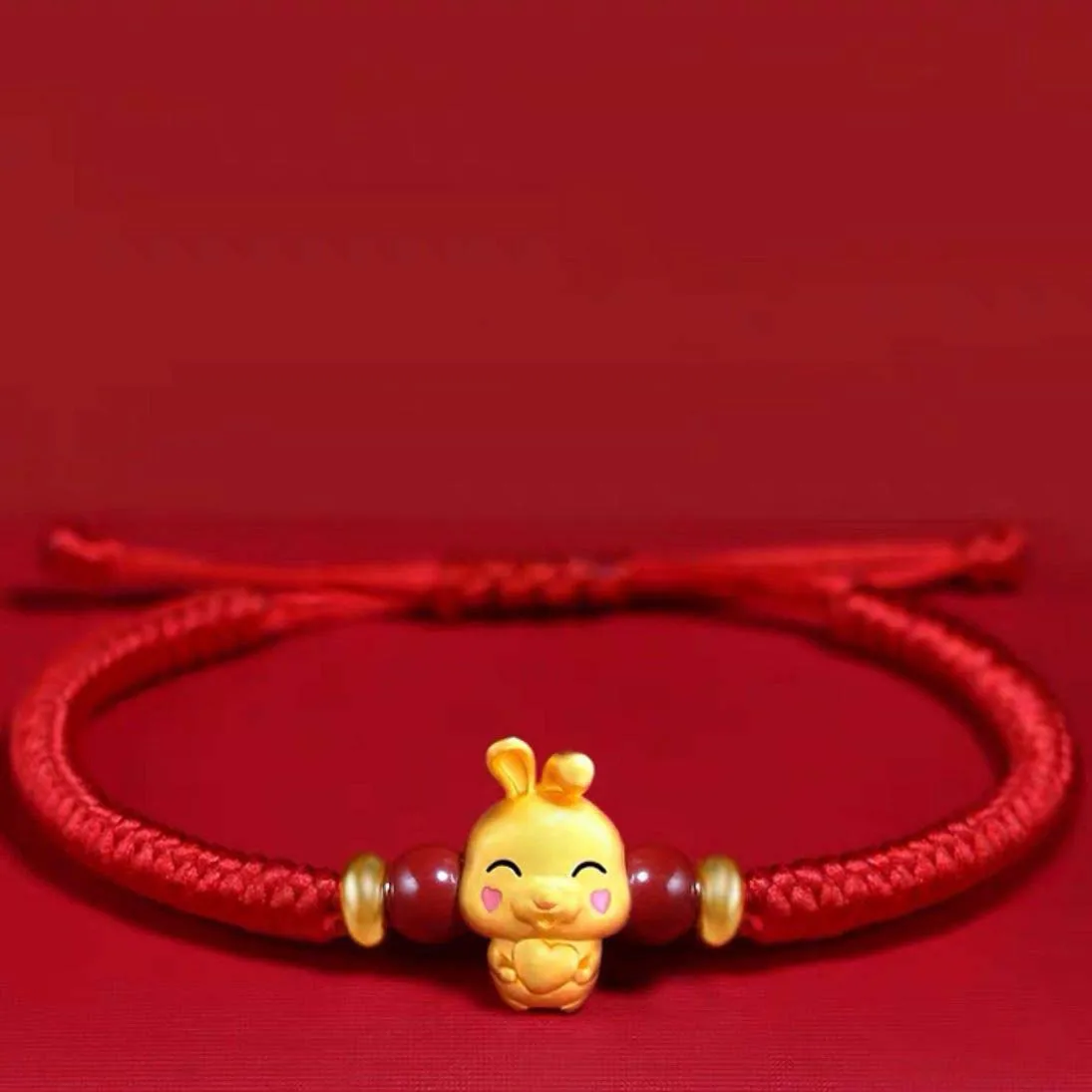 Pleciona bransoletka znak zodiaku – czerwona lina, na szczęście Złoty kolor