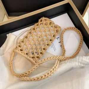Pleciona torebka na telefon na ramię i crossbody Brązowy