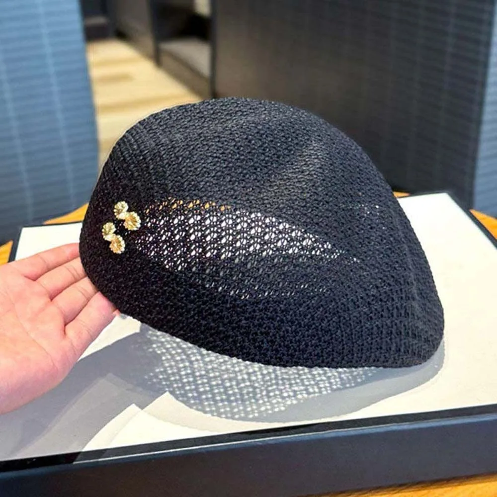 Pleciony beret przeciwsłoneczny w stylu koreańskim Czarny