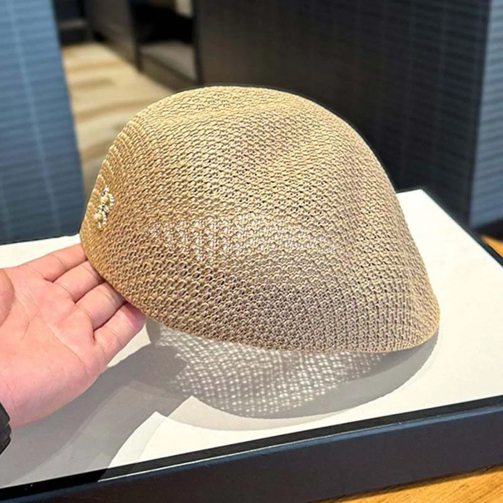 Pleciony beret przeciwsłoneczny w stylu koreańskim Khaki