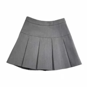 Plisowana mini spódniczka z wysokim stanem w stylu szkolnym Szary