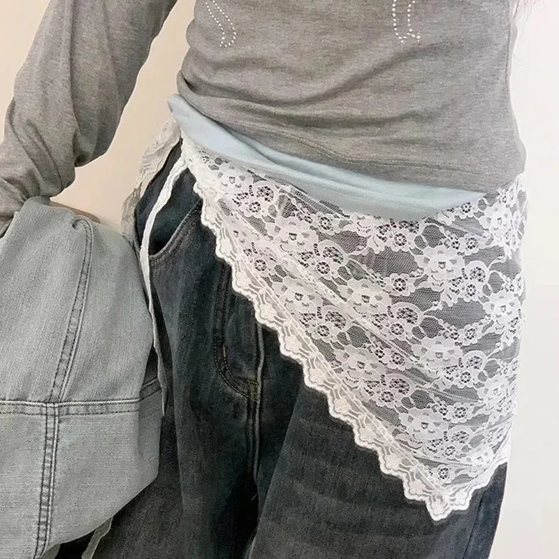 Plisowana mini spódniczka Y2K z falbankami i wiązaniem Biały