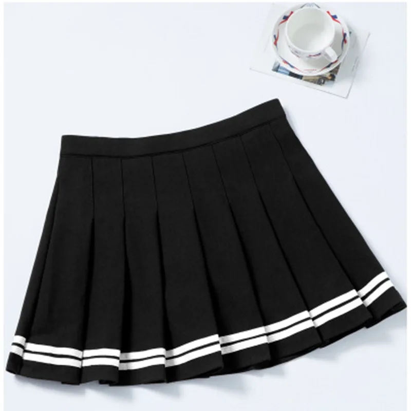 Plisowana spódniczka mini w paski w stylu preppy Czarny