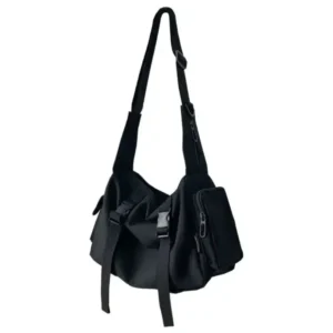 Płócienna torba crossbody unisex — codzienna pojemna listonoszka Czarny