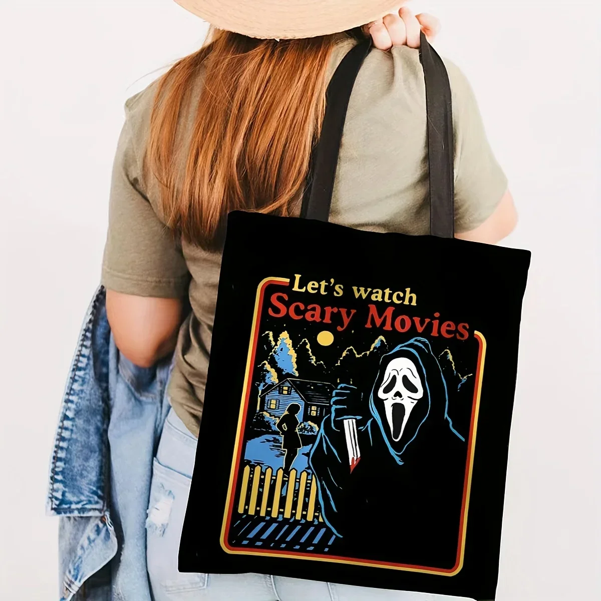 Płócienna torba na ramię w stylu horror na Halloween Black3242