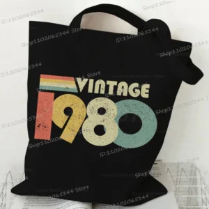 Płócienna torba na ramię z rocznikiem urodzenia Bk 1980