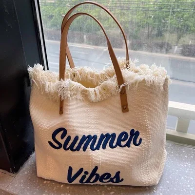 Płócienna torba plażowa shopper na ramię XL Biały