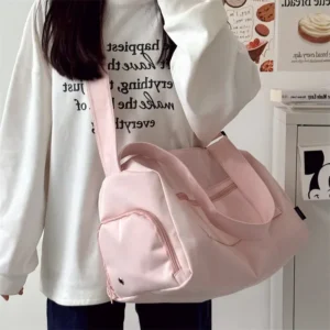 Płócienna torba shopper na ramię do jogi i na zakupy Różowy