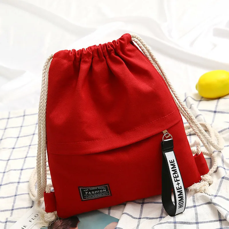 Płócienny plecak ze sznurkiem na ramię unisex do szkoły i podróży Czerwony