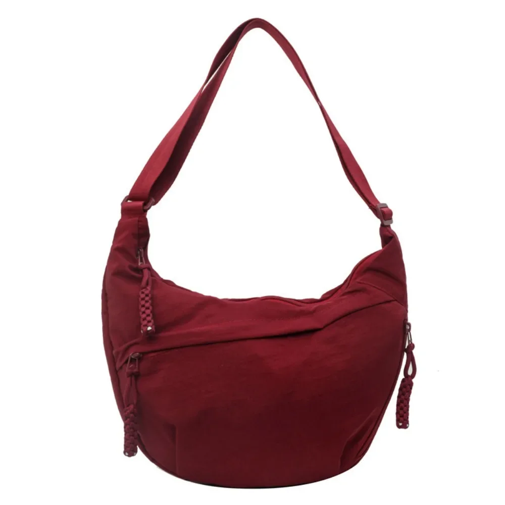 Płócienna torba crossbody w stylu koreańskim – lekka torba przez ramię na co dzień Bordowy