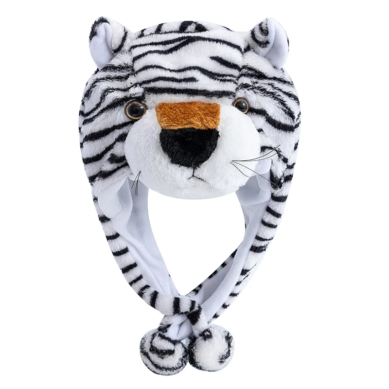 Pluszowa czapka zimowa 3D ze zwierzątkami - unisex Biały tygrys hengtiao