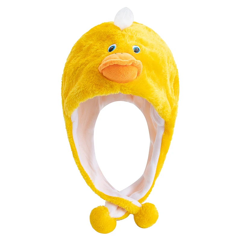 Pluszowa czapka zimowa 3D ze zwierzątkami - unisex Kaczka złotożółta