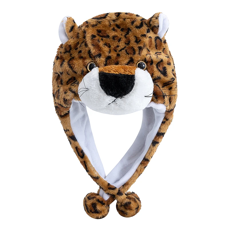 Pluszowa czapka zimowa 3D ze zwierzątkami - unisex Kawa tygrys