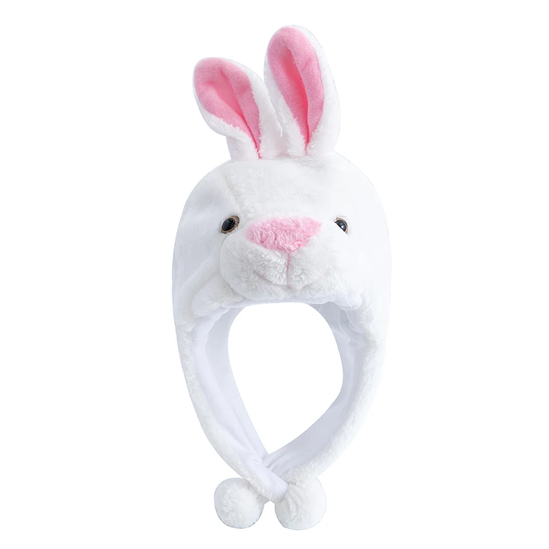 Pluszowa czapka zimowa 3D ze zwierzątkami - unisex Królik biały