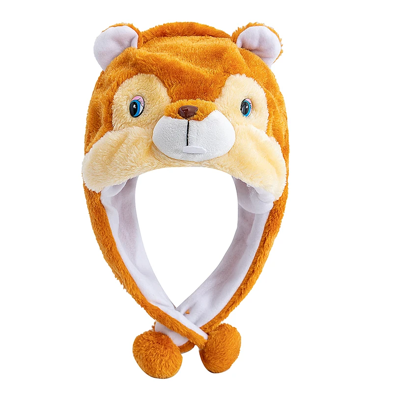Pluszowa czapka zimowa 3D ze zwierzątkami - unisex Wiewiórka