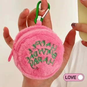 Pluszowa portmonetka na monety - różowa mini torebka dla dziewczynki Różowy