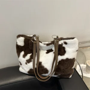 Pluszowa torba shopper z wzorem krowy Kawa