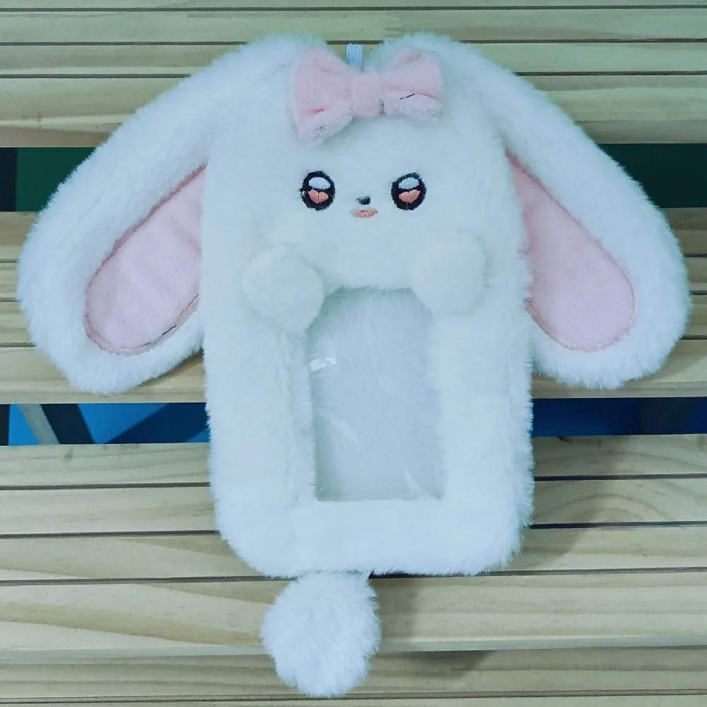 Pluszowe etui na karty z uszami królika i pieska Beżowy