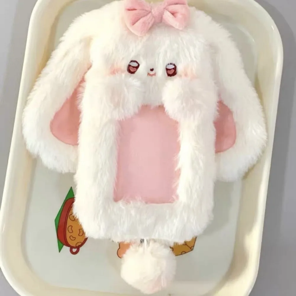 Pluszowe etui na karty z uszami królika i pieska Czarny