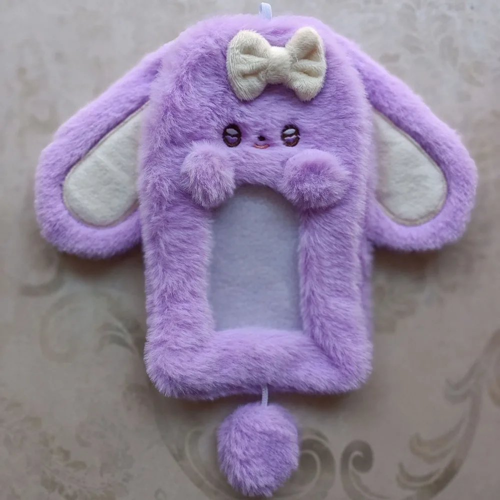 Pluszowe etui na karty z uszami królika i pieska Szary