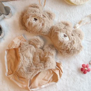 Pluszowy biustonosz japoński zimowy miękki – rozmiary S–XL Błękitny