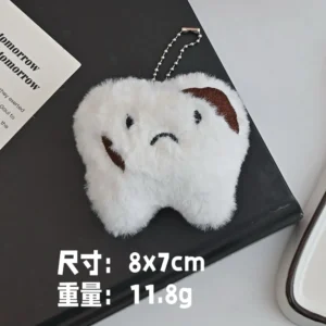 Pluszowy brelok do kluczy z zębem kawaii Czarny